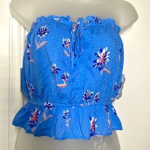 Honey Belle Blue Flowered Crop Top Size Small Juniors NWT
